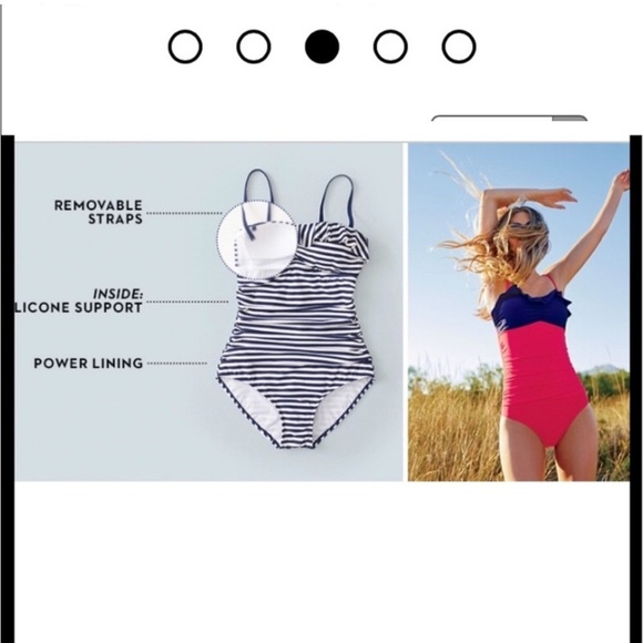 Boden Ruffle Bandeau One-Piece Swimsuit Size 10 Blue - Picture 2 of 8